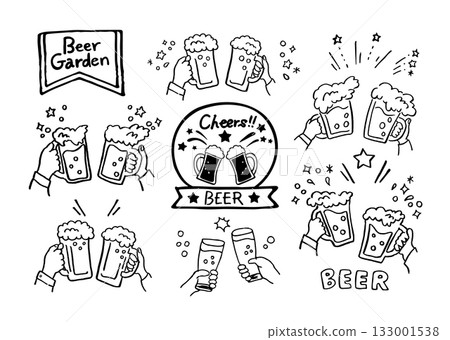 手繪舉杯啤酒插畫_K 手繪舉杯啤酒插畫_K 133001538