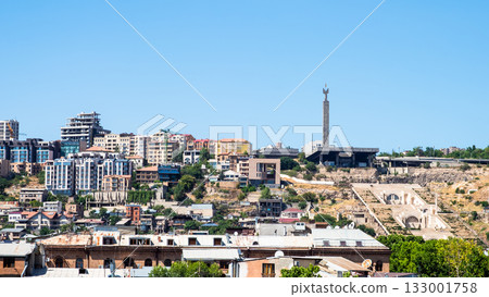 blue sky over Cascade monument and houses, Yerevan blue sky over Cascade monument and houses, Yerevan 133001758