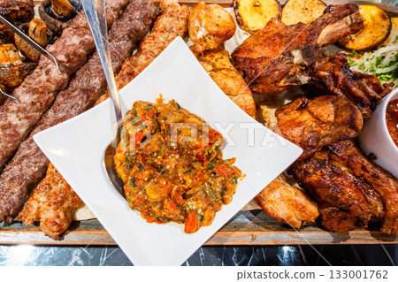 Armenian plate with assortment of grilled kebabs 133001762