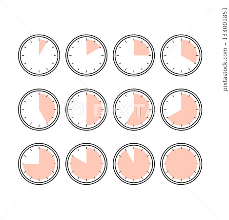Simple clock red icon material set 133001851