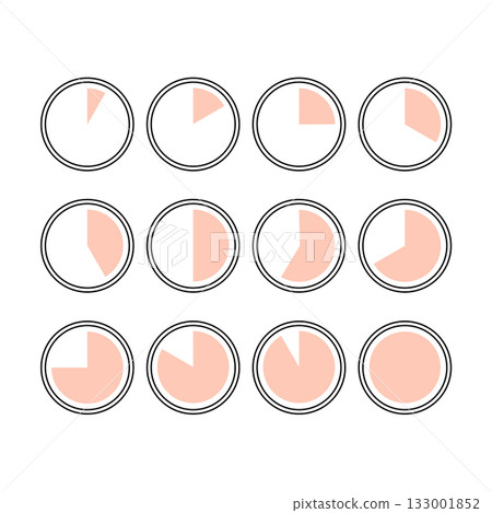 Simple clock red icon material set Simple clock red icon material set 133001852
