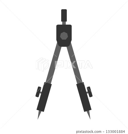 Drawing Compass in Flat Style Vector Illustration. Ideal for educational materials, school design themes, engineering and architecture concepts or stationery related projects. 133001884