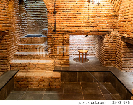 cellar in basement of old brick house in Tbilisi 133001926