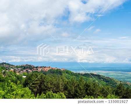 blue cloudy sky over Signagi town, Alazani valley 133001927