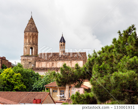 view of cathedral in Signagi town in summer 133001931