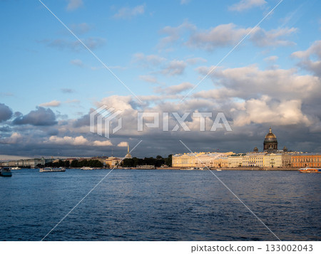 Neva river Embankment in St Petersburg in twilight Neva river Embankment in St Petersburg in twilight 133002043