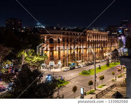above view Sayat-Nova Avenue in Yerevan in night above view Sayat-Nova Avenue in Yerevan in night 133002088