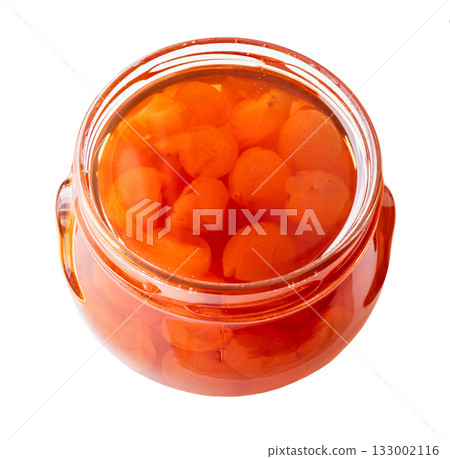 jar with armenian white sweet cherry jam cutout jar with armenian white sweet cherry jam cutout 133002116