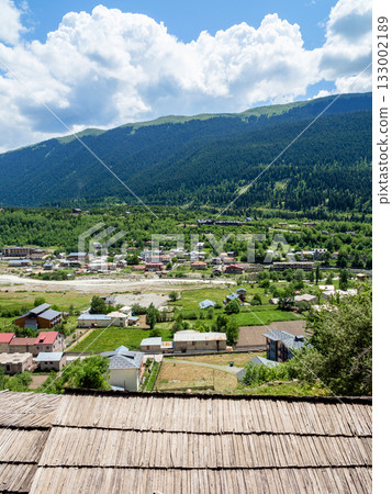 above view of Mestia townlet from svan tower 133002189