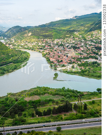 riverbeds of Kura and Aragvi near Mtskheta city riverbeds of Kura and Aragvi near Mtskheta city 133002338