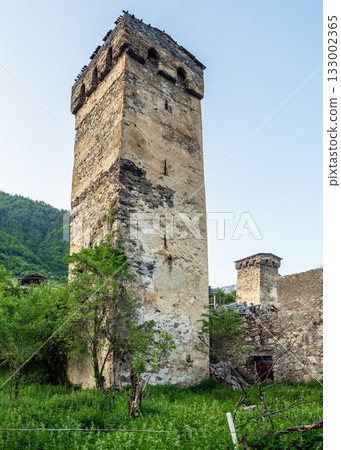 old svan tower in Mestia town, Svaneti, Georgia 133002365