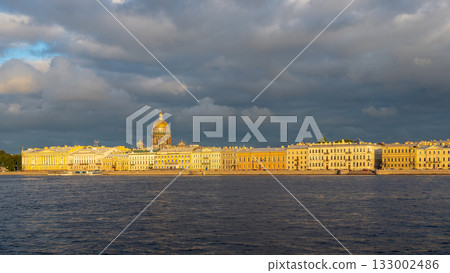panoramic view of Neva river quay in St Petersburg 133002486