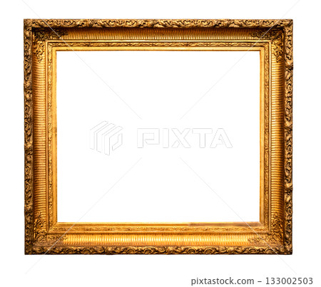 antique wide carved golden painting frame cutout antique wide carved golden painting frame cutout 133002503