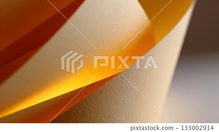 Warm golden orange geometric layers crossing diagonally with soft textures and vibrant colors 133002914