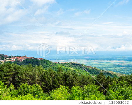 white clouds over Signagi town and Alazani valley white clouds over Signagi town and Alazani valley 133003032