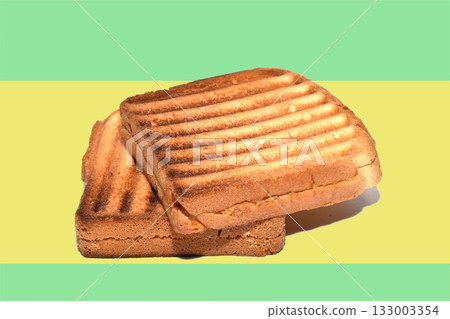 Toasted bread rolls are stacked. Toasted bread rolls are stacked. 133003354