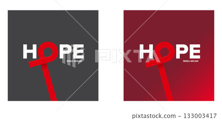 Hope lettering design with red ribbon square banner set. World AIDS DAY 1 december banner with red ribbon. World HIV awareness day starts in 1 December. Red ribbon with text background. World AIDS Day Hope lettering design with red ribbon square banner set. World AIDS DAY 1 december banner with red ribbon. World HIV awareness day starts in 1 December. Red ribbon with text background. World AIDS Day 133003417