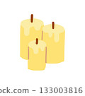 Set of wax candles. Cozy home atmosphere, hygge, relaxation and comfort. Hand drawn doodle vector illustration 133003816