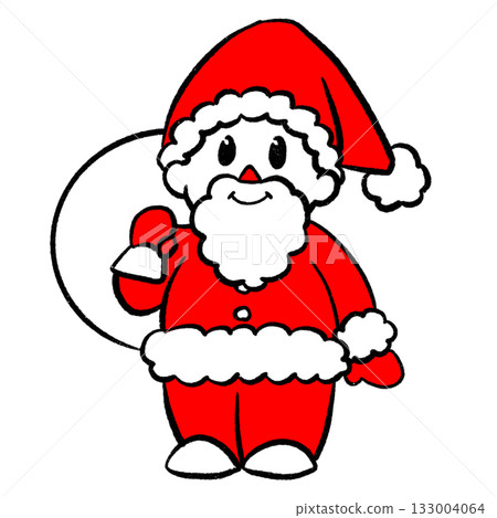 Santa Claus with a smile who brought a present 133004064