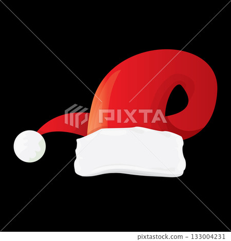 vector Santa hat icon isolated on black. red santa hat vector Santa hat icon isolated on black. red santa hat 133004231