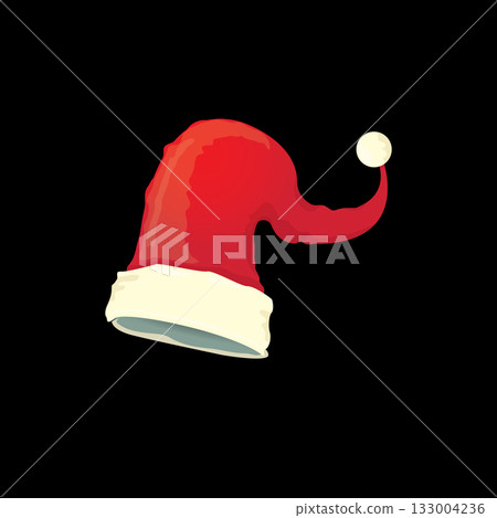 vector Santa hat icon isolated on black. red santa hat vector Santa hat icon isolated on black. red santa hat 133004236