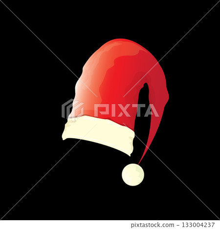 vector Santa hat icon isolated on black. red santa hat vector Santa hat icon isolated on black. red santa hat 133004237