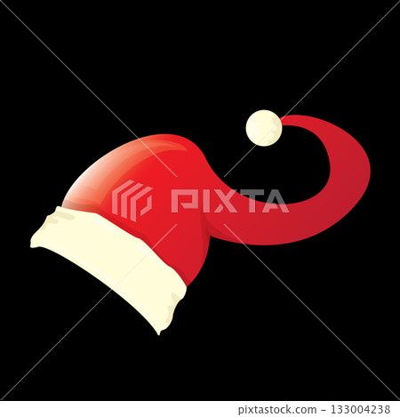vector Santa hat icon isolated on black. red santa hat vector Santa hat icon isolated on black. red santa hat 133004238