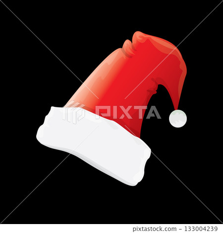 vector Santa hat icon isolated on black. red santa hat 133004239