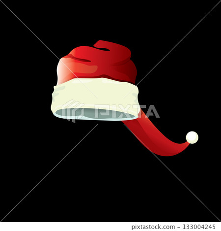 vector Santa hat icon isolated on black. red santa hat vector Santa hat icon isolated on black. red santa hat 133004245