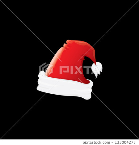 vector Santa hat icon isolated on black. red santa hat 133004275