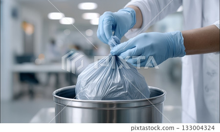 Proper disposal of medical waste in a clean facility during daylight hours 133004324