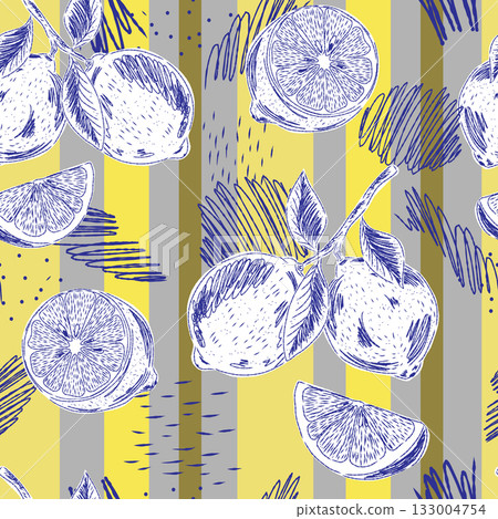 seamless pattern with hand drawn lemons seamless pattern with hand drawn lemons 133004754