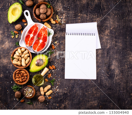 Healthy fat concept. Product with omega 3. 133004940