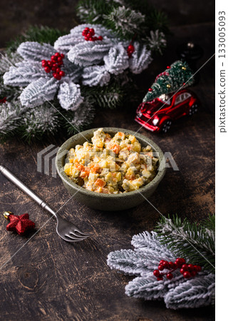 Traditional russian salad Olivier Traditional russian salad Olivier 133005093