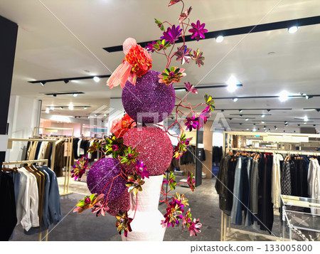 Luxury store decoration with exotic flowers and ornaments 133005800