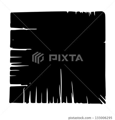 Unique black abstract design featuring uneven lines and shapes created in a textured style Unique black abstract design featuring uneven lines and shapes created in a textured style 133006295