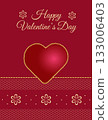 Romantic Valentine s Day greeting card with heart, lace flowers, golden pearls 133006403