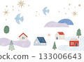 Christmas landscape illustration of a snowy town in winter 133006643