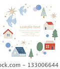 Simple Christmas card set with snowflakes 133006644
