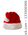 Red Santa Claus hat isolated on white background 133006906