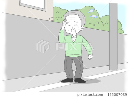 Lost senior man sweat background 133007089