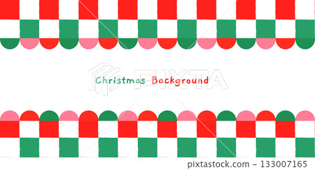 Red, green and pink Christmas vector background, cute check pattern banner for holiday banners 133007165