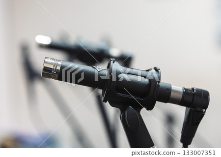 Close-up of microphones in a studio. Sound recording. 133007351