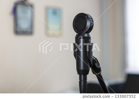 Close-up of microphones in a studio. Sound recording. 133007352
