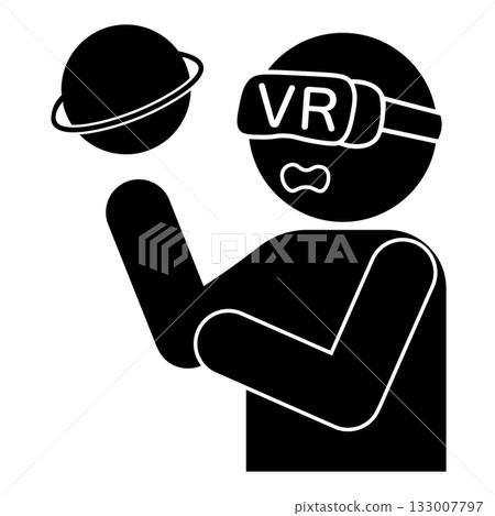 Pictogram of a person experiencing VR Pictogram of a person experiencing VR 133007797