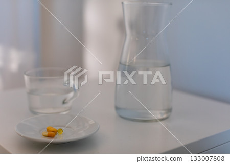 A Refreshing Still Life Artwork Featuring Water and Citrus Fruits for a Beautiful Aesthetic A Refreshing Still Life Artwork Featuring Water and Citrus Fruits for a Beautiful Aesthetic 133007808