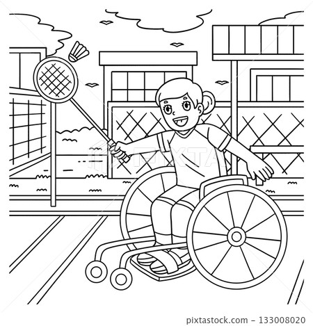 Girl in Wheelchair Playing Badminton Coloring Page Girl in Wheelchair Playing Badminton Coloring Page 133008020