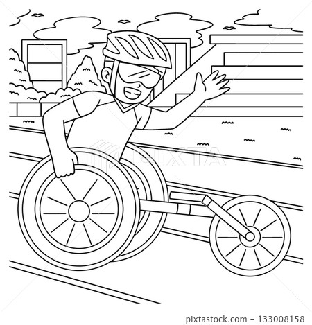 Boy doing Wheelchair Racing Coloring Page Boy doing Wheelchair Racing Coloring Page 133008158