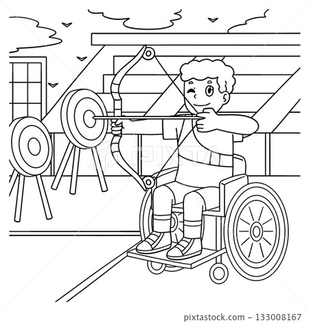 Inclusive Adaptive Sports Boy Wheelchair Archery Inclusive Adaptive Sports Boy Wheelchair Archery 133008167