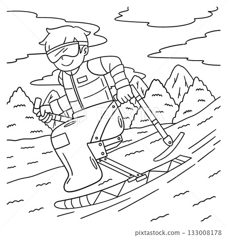 Inclusive Adaptive Sports Boy Para Alpine Skiing  133008178